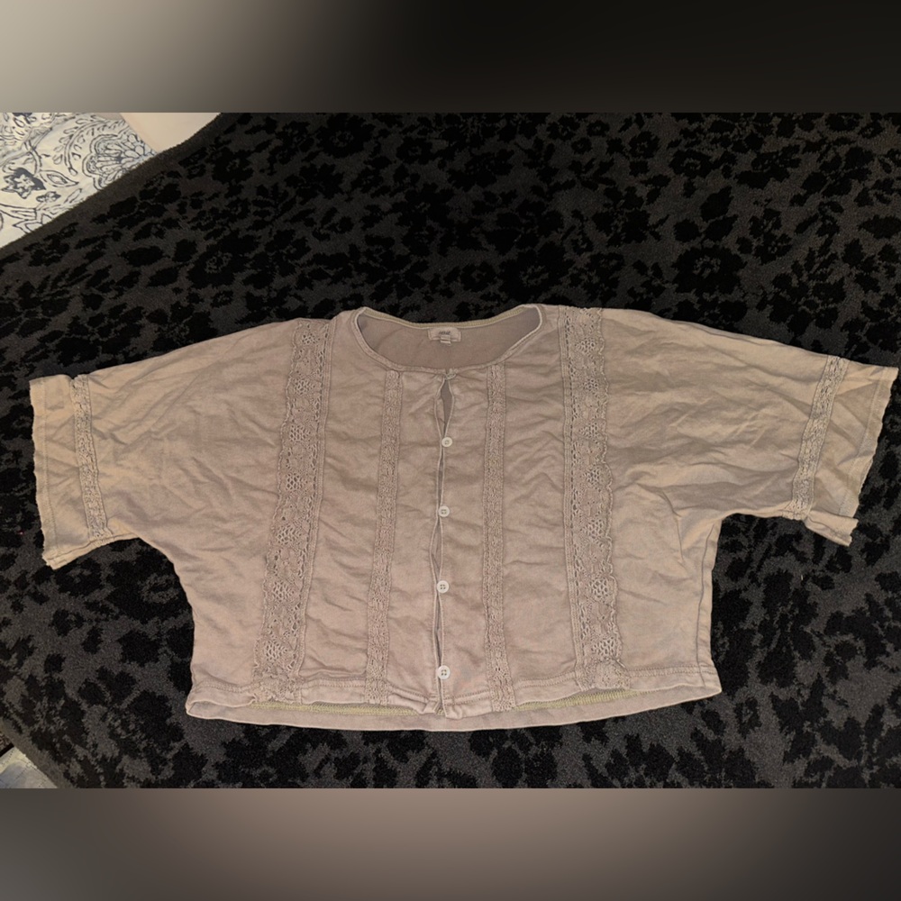 Aerie Taupe Button-Up Top
